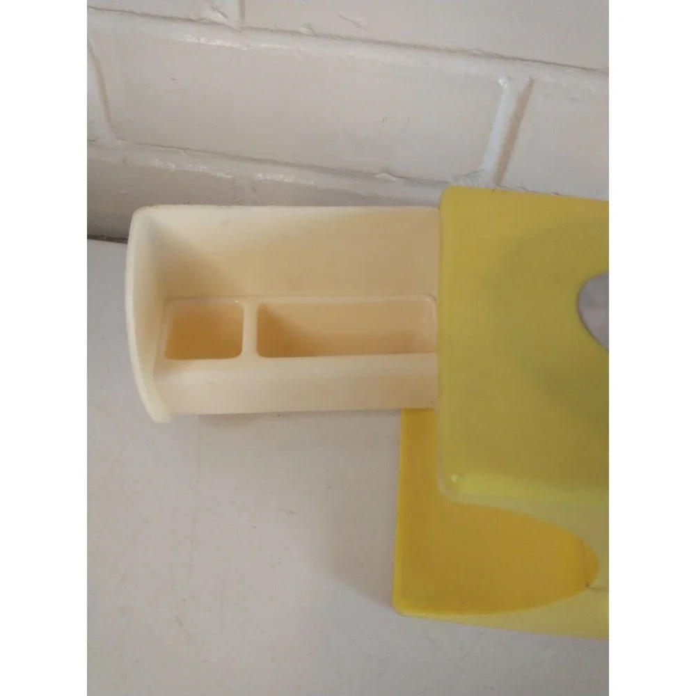 Vintage Make Up Organizer Cube Lipstick Holder Yellow Retro Case